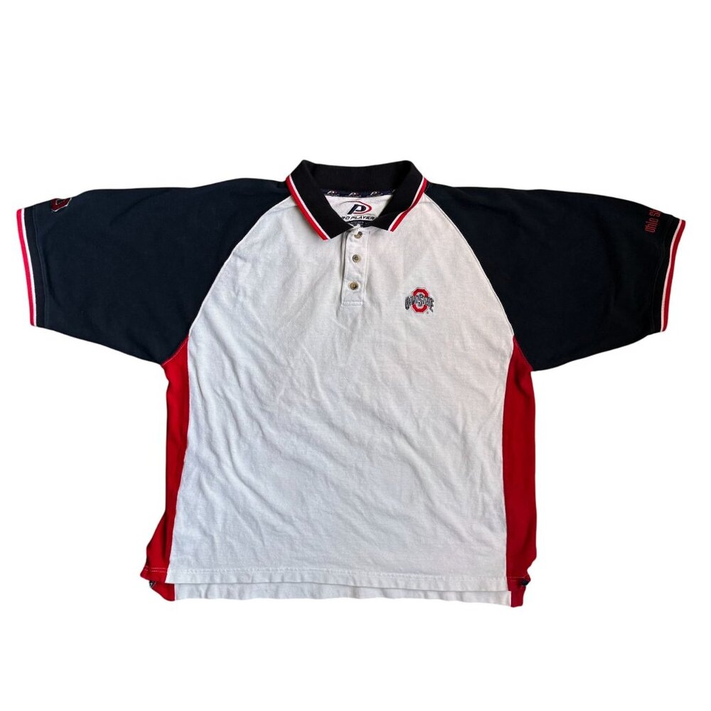 Vtg Ohio State Buckeyes Polo Shirt Mens XL Pro Player Colorblock Collegiate